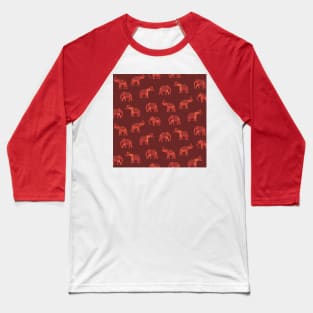 Dark Red Indian Elephants Baseball T-Shirt